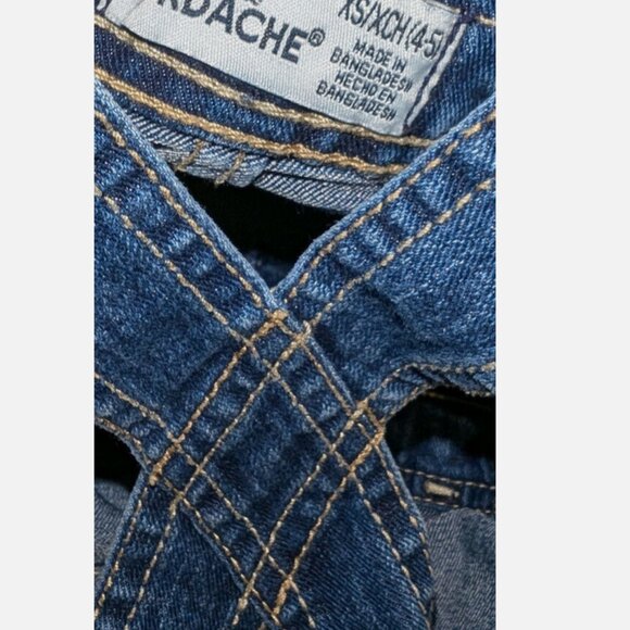 Vintage Lot of 2 Jordache Girls Sz XS 4-5 Blue Denim Shortalls Overalls Lace - Picture 4 of 4